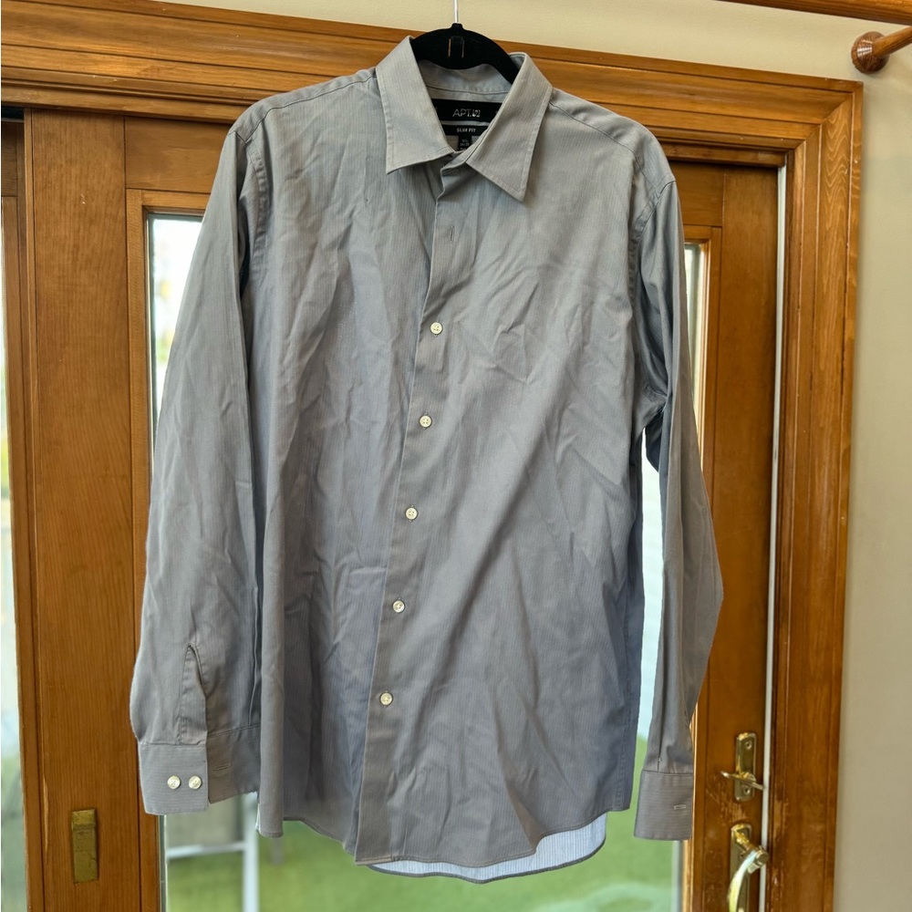 Greay dress shirt.  Size Large